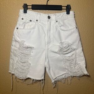 Zara White Distressed Jean Shorts